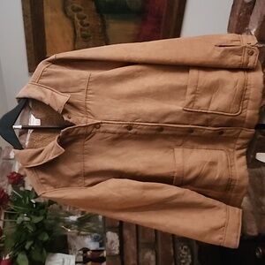 Boston Traders Tan Sherpa Lined Jacket Workwear Utility Coat Carpenter Chor